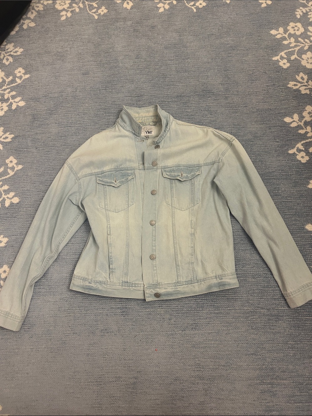 Light Wash Denim Jacket with Stand Collar